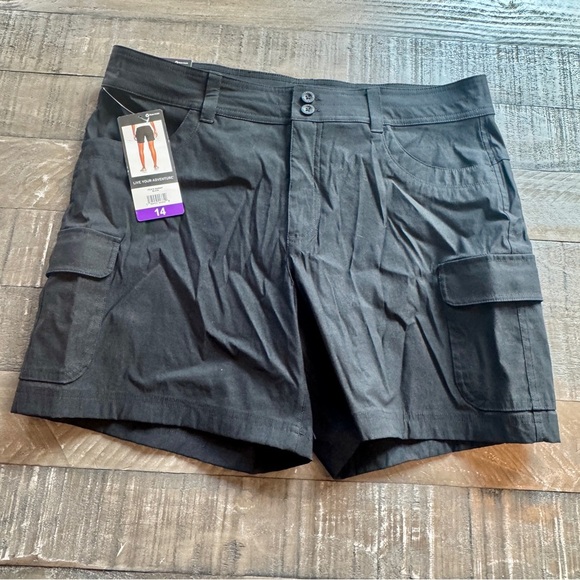 Eddie Bauer Summer Trail Shorts Black UPF 30+ Size 14 NWT Nylon Spandex Cargo - Picture 2 of 11